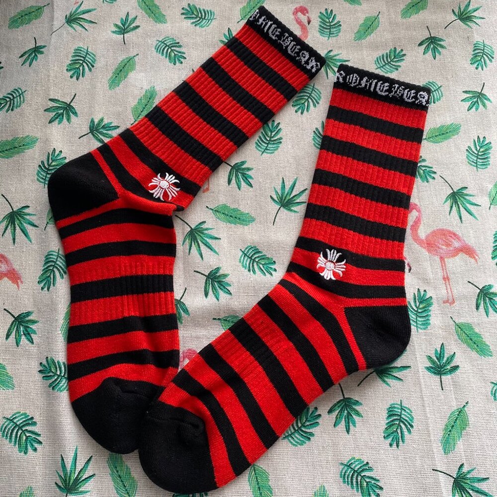 Chrome Hearts Sport Striped Ch Logo Crew Socks - Picture 4 of 5